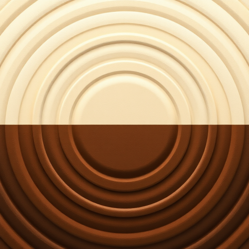 Create a clean, symmetrical pattern of concentric circles with a gradient from light cream to dark brown, using a DSLR camera with a focal length of 50mm, aperture set to f/8, ISO 100, shot from a top-down view with soft lighting to enhance texture and depth.