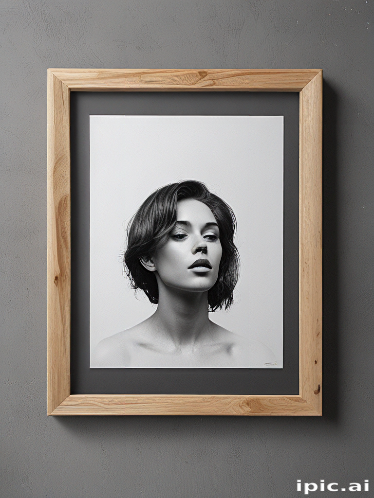 Elegant Black and White Portrait of a Woman in a Frame