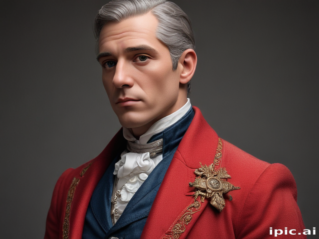 A Regal Portrait of a Distinguished Gentleman in Elegant Historical Attire