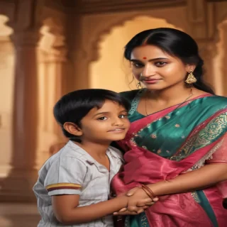 indian son with mom