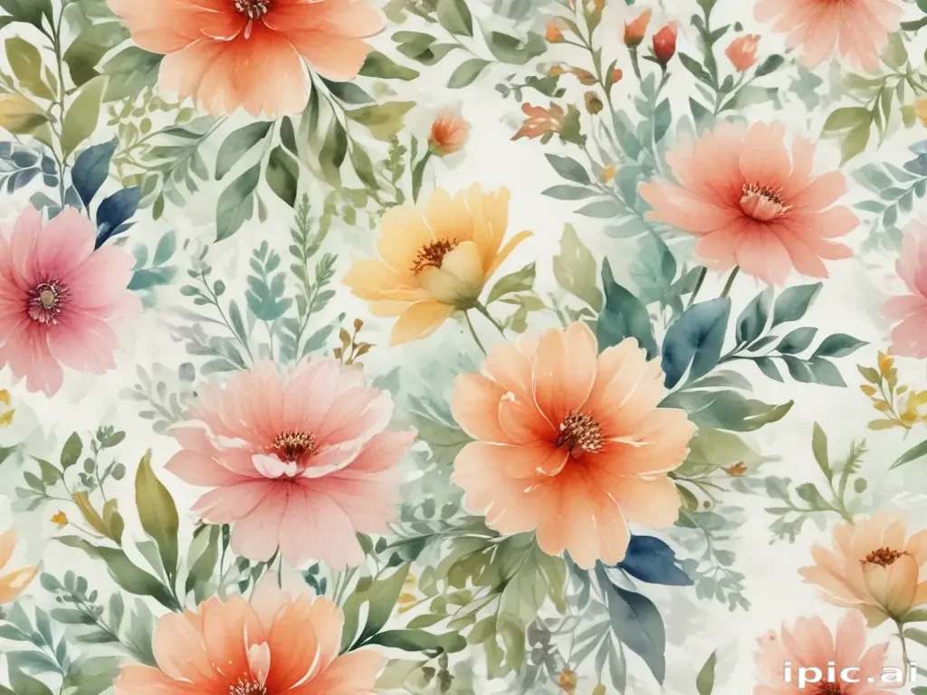 Vibrant Floral Pattern Featuring Delicate Flowers and Lush Greenery ...