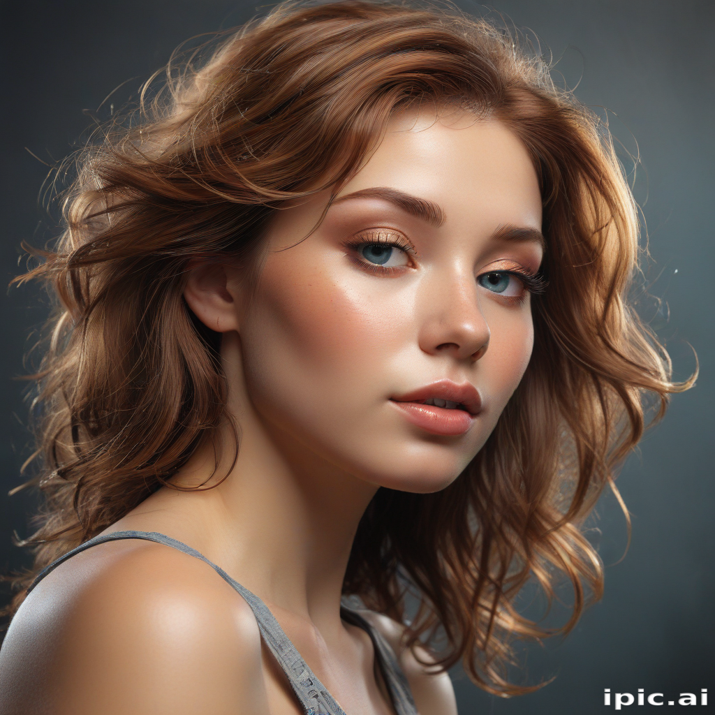 Captivating Portrait of a Young Woman with Beautiful Wavy Hair