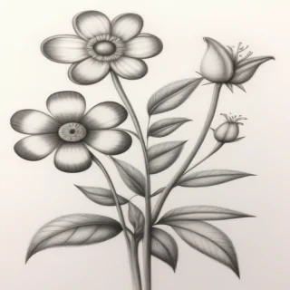 pencil drawn flowers