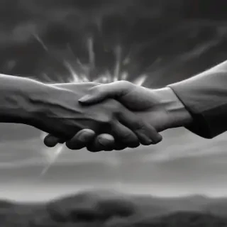 handshake black and white