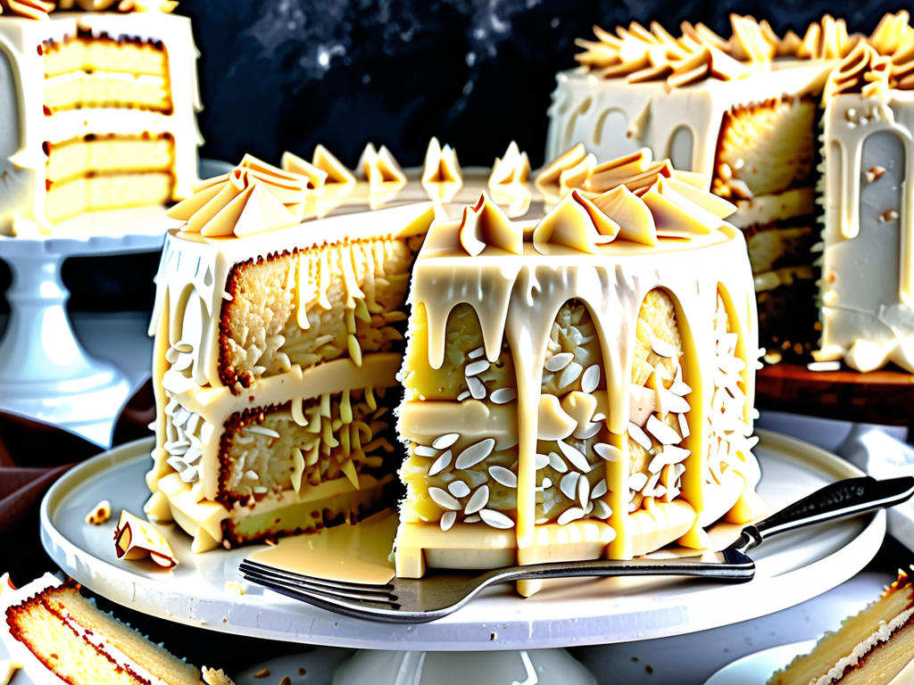 white german chocolate cake with cheesecake center