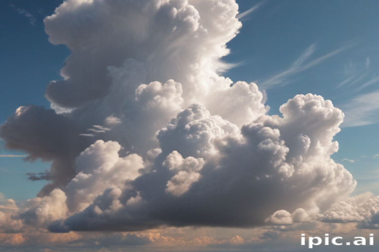 Majestic and Fluffy White Clouds Floating Across a Bright Blue Sky