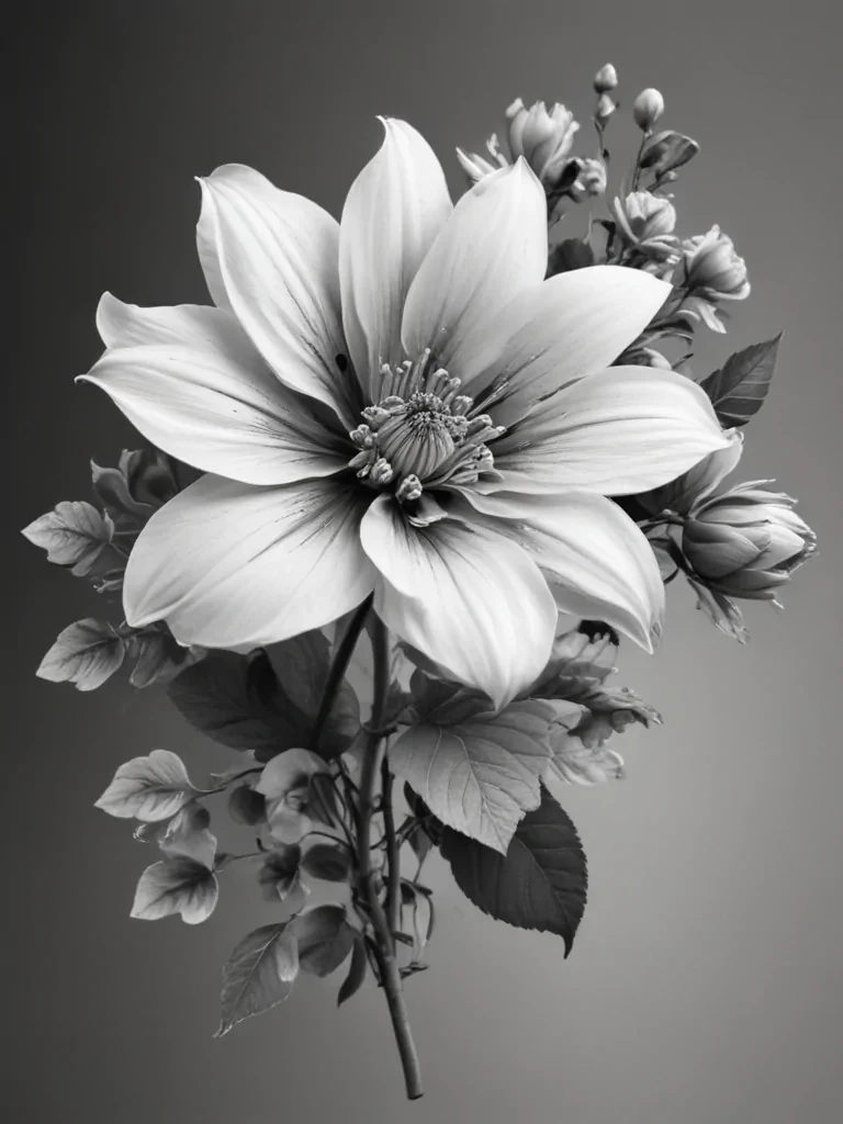flower clip art black and white