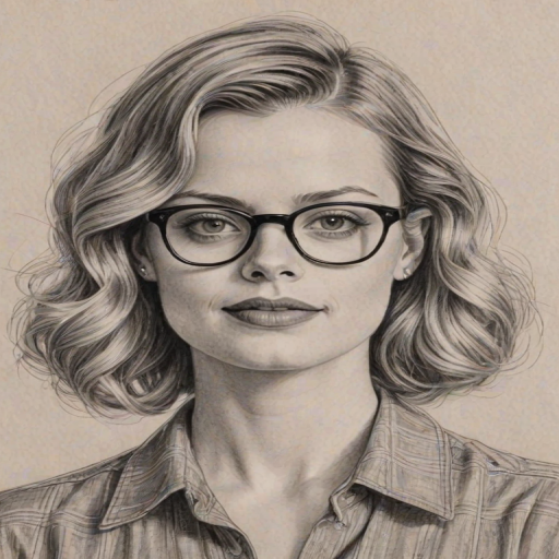 Enticing Gillian Jacobs, pencil sketch, portrait of Fascinating woman 1932s in glasses, hair style beatnik, outline, clear lines, fine lines, 8k