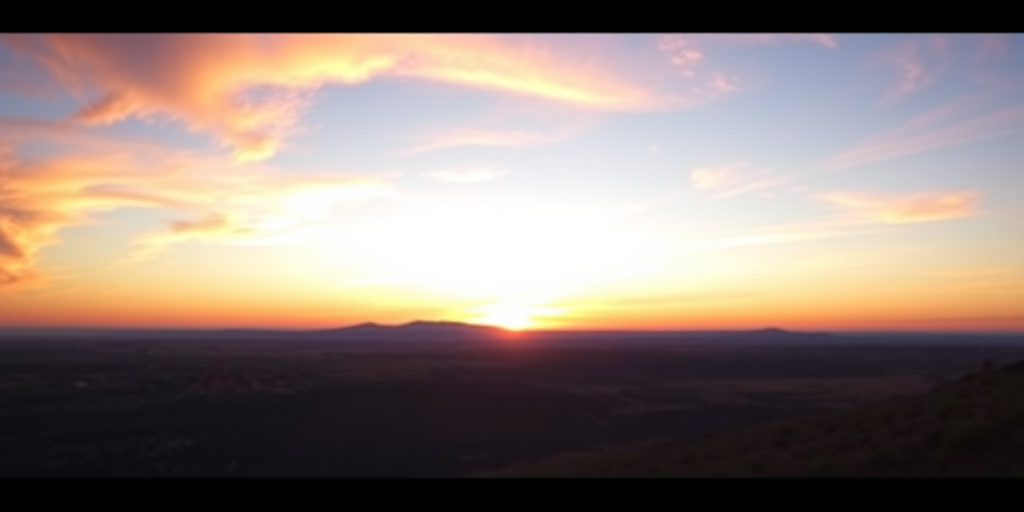 Generate a high-quality image of a serene landscape at sunset with vibrant colors, using a DSLR camera with a 50mm lens, aperture f/1.8, ISO 100, and a 1/200 second shutter speed, capturing a wide angle view with a soft focus effect to enhance depth.