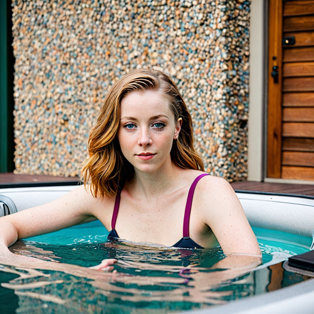 Free Ai Image Generator - High Quality and 100% Unique Images - iPic.Ai Mina  Sundwall in a hot tub