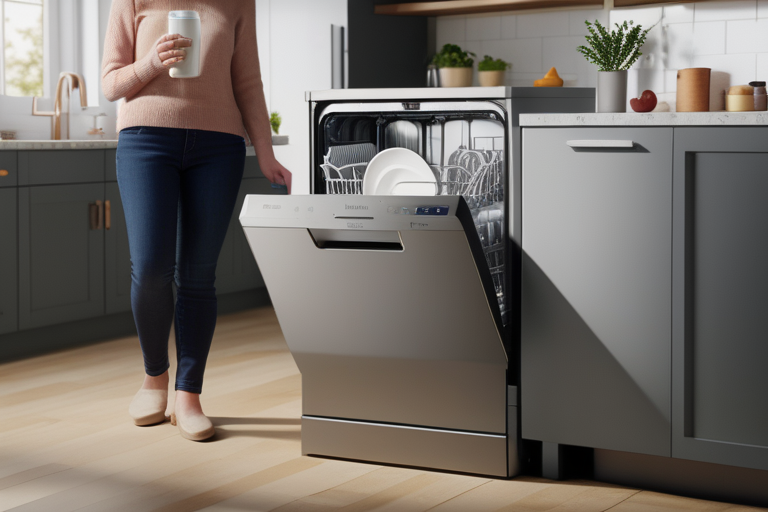a dishwasher that uses hot water as a sanitizer
