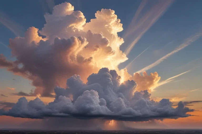 Majestic Sunset Sky with Dramatic Clouds Illuminated by Golden Light