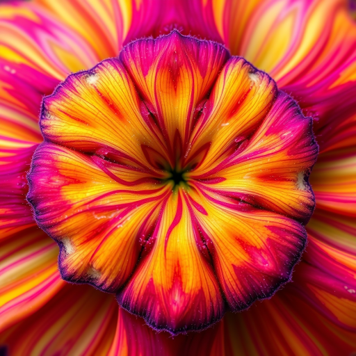 high-resolution macro photography of vibrant swirling colors resembling a floral pattern, use a Canon EOS 5D Mark IV with a 100mm f/2.8L macro lens, aperture f/8, ISO 100, shutter speed 1/200s, natural diffused lighting, top-down view to highlight texture and detail.