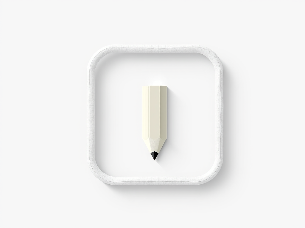 Create a high-resolution vector graphic of a pencil icon inside an open square outline, using a Canon EOS R5 camera with a 50mm lens, aperture set to f/2.8, ISO 100, and a slight overhead angle to enhance contrast and clarity.