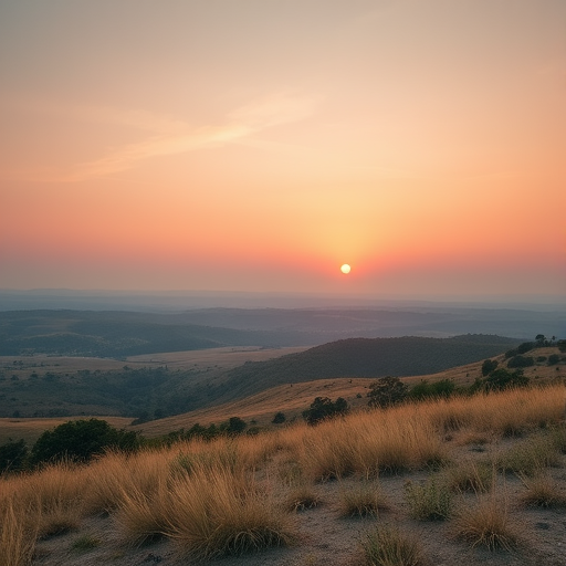 Create a high-resolution image of a serene landscape at sunrise with soft, pastel colors, using a Canon EOS R5 camera with a 24-70mm f/2.8 lens, at f/8 aperture, ISO 100, and a shutter speed of 1/125 sec, taken from a panoramic view to capture the expansive horizon.