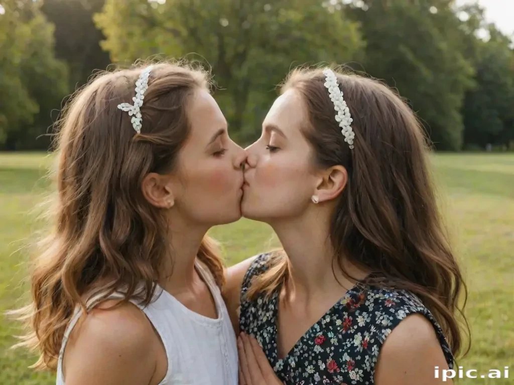 two girls kissing