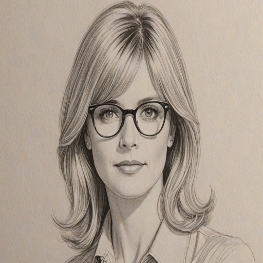 Ravishing Courtney Thorne-Smith, pencil sketch, portrait of Fascinating woman 1960s in glasses, hair style beatnik, outline, clear lines, fine lines, 8k