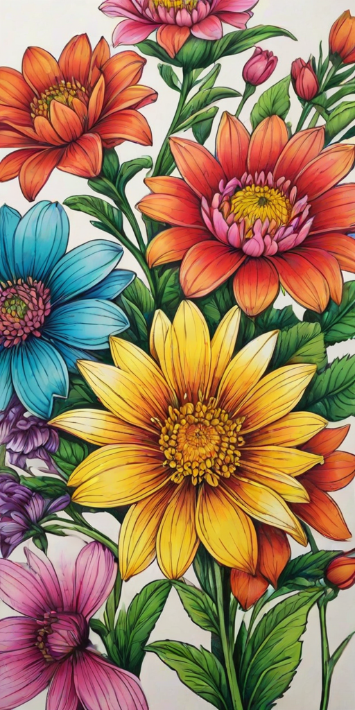 colourful flower drawing