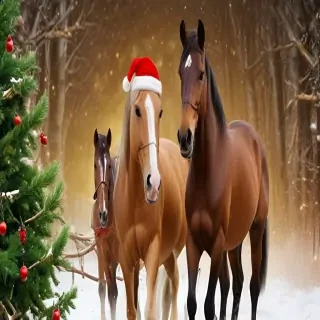 merry christmas images with horses