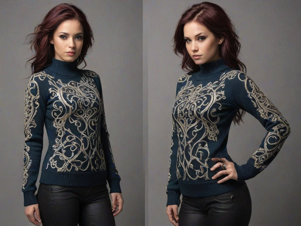 by artgerm, greg rutkowski and rachel m silva, Filigree of a Goby, Aetherpunk fashion style Sweater, aidmasoftglow
