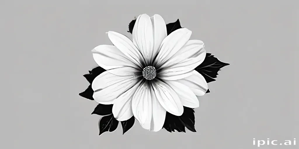 black and white flower png
