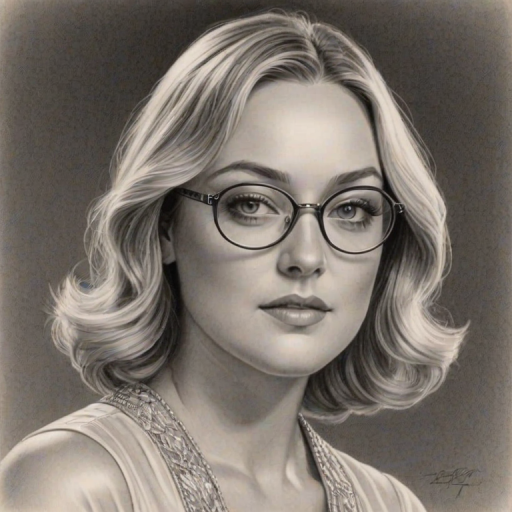 Dazzling Elisabeth Rohm, pencil sketch, portrait of Captivating woman 1920s in glasses, hair style beatnik, outline, clear lines, fine lines, 8k