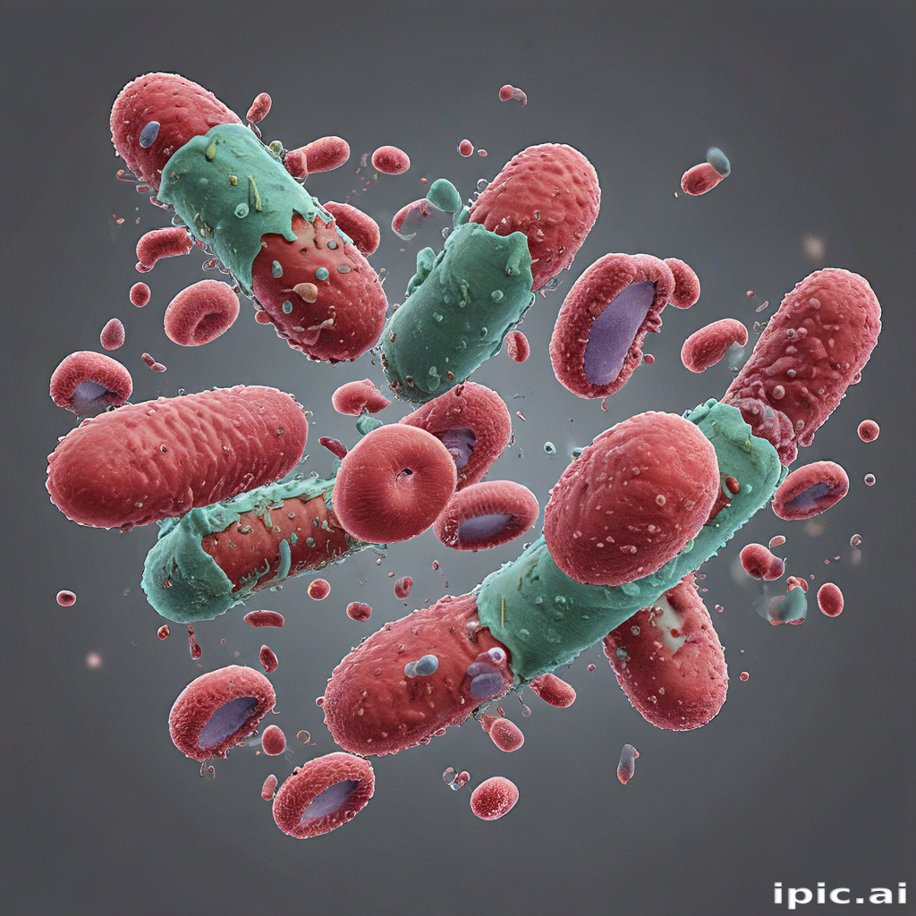 Bacteria Inside Rbc Microscope Microscopic View of Bacteria Interacting with Red Blood Cells in Detail