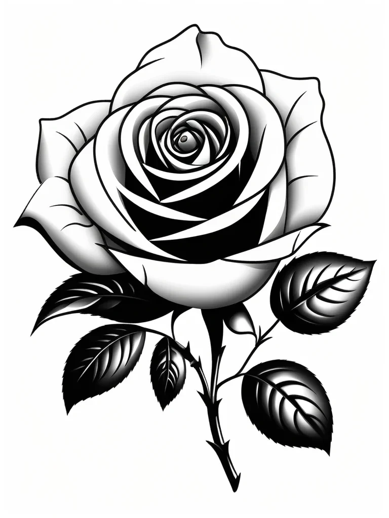 black and white rose clip art