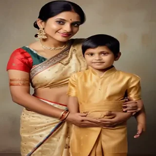 mom and son indian