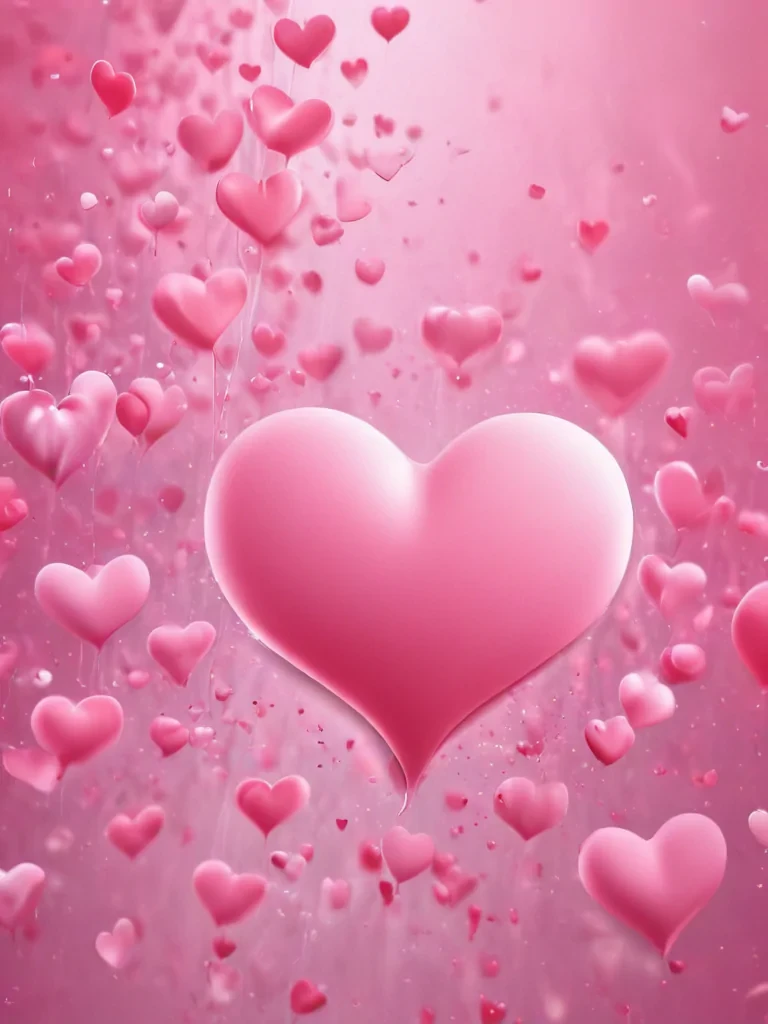 Floating Pink Hearts Creating a Dreamy and Romantic Atmosphere in the Air