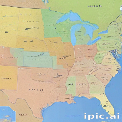 Detailed Map of the United States Highlighting State Borders and Regions