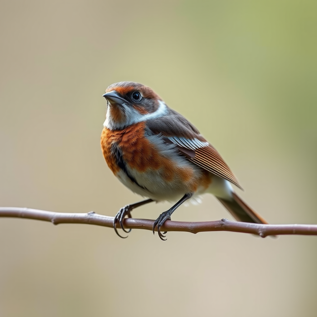 capture a close-up of a bird on a branch with a shallow depth of field, using a Canon EOS 90D with a 300mm lens at f/4, ISO 400, 1/200s, natural light, soft bokeh background