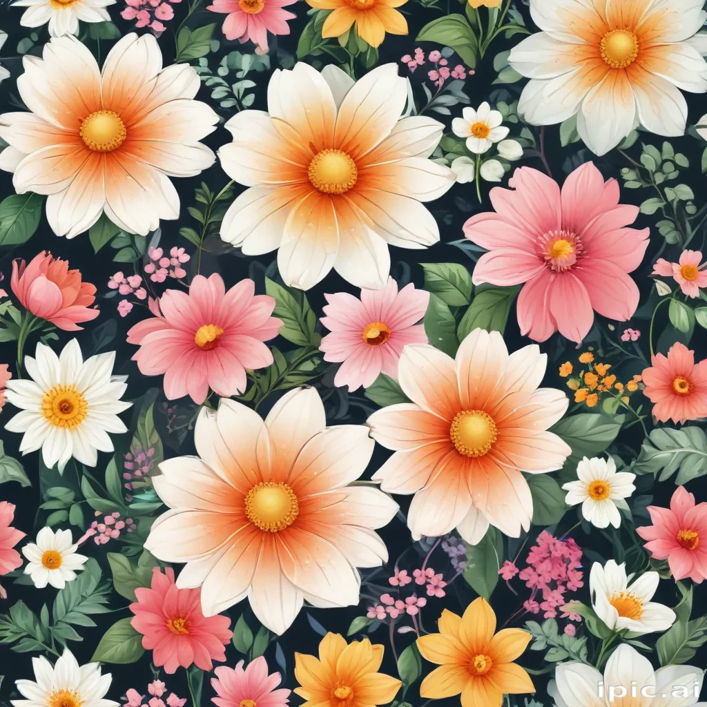 cartoon flowers transparent background