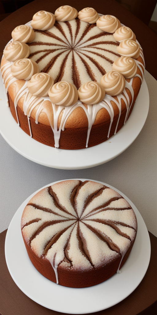 coffee cake with cross-sectional swirls