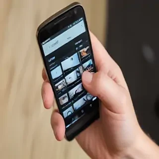 holding phone