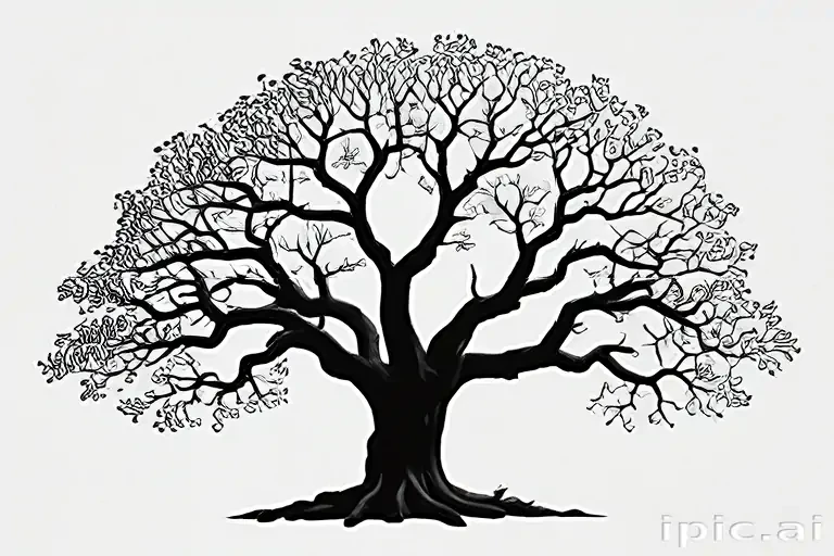 oak tree clipart black and white