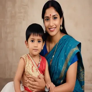 mom and son indian