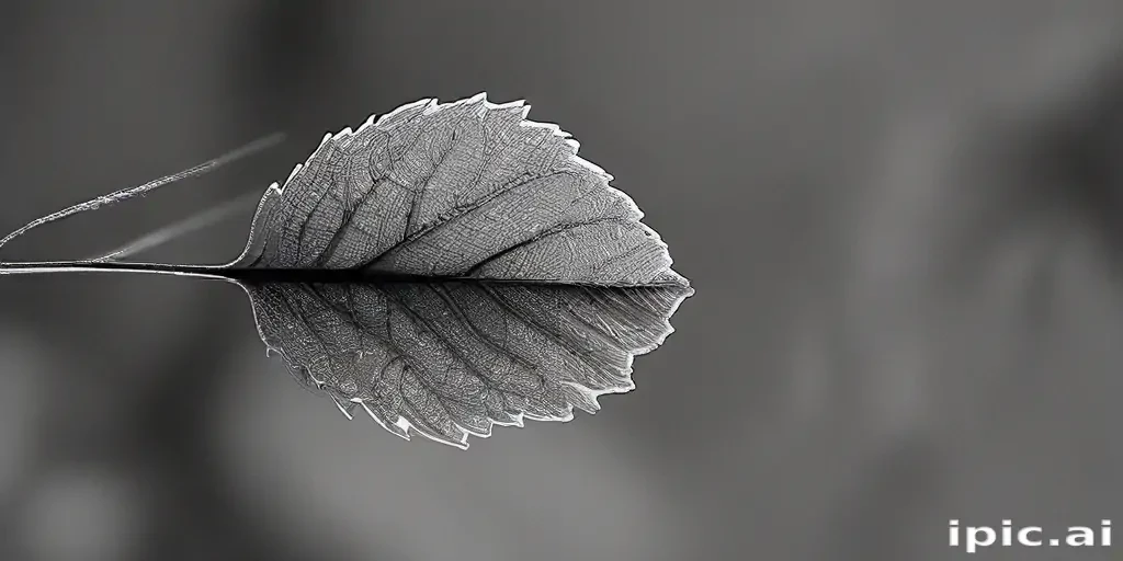 leaf in black and white