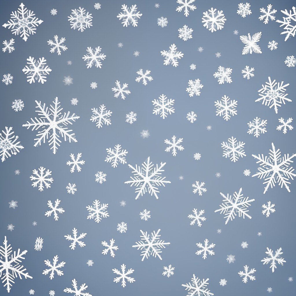 Delicate Snowflakes Gently Falling Against a Soft Blue Winter Background