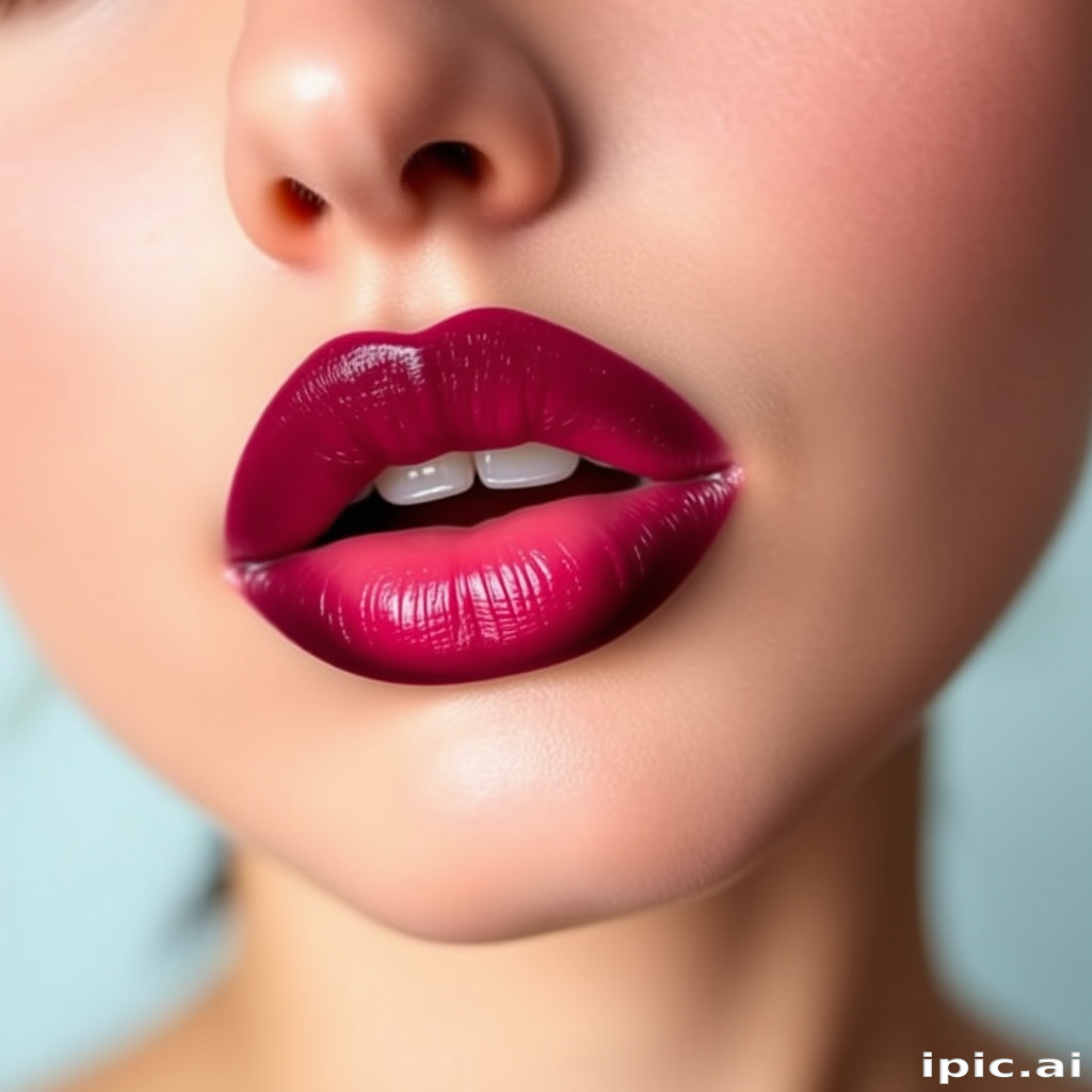 Dramatic ombre woman lips transitioning from dark plum to light pink, creating an eye-catching gradient effect