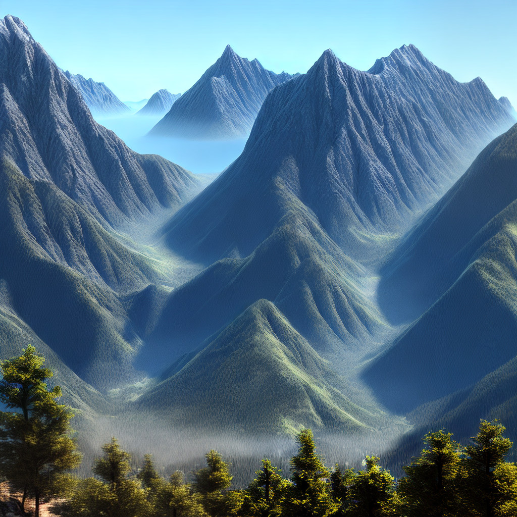 cyberpunk mountains 3d