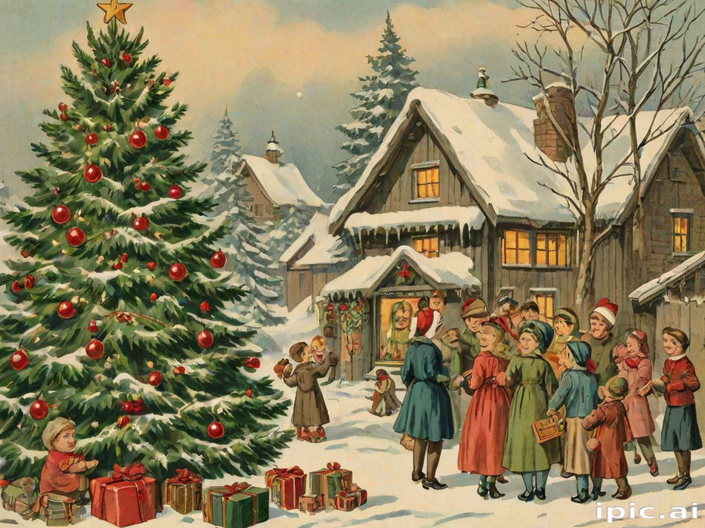 vintage christmas images to print