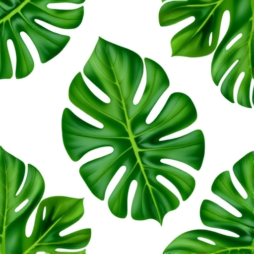 regenerate a seamless pattern of large green monstera leaves on a white background