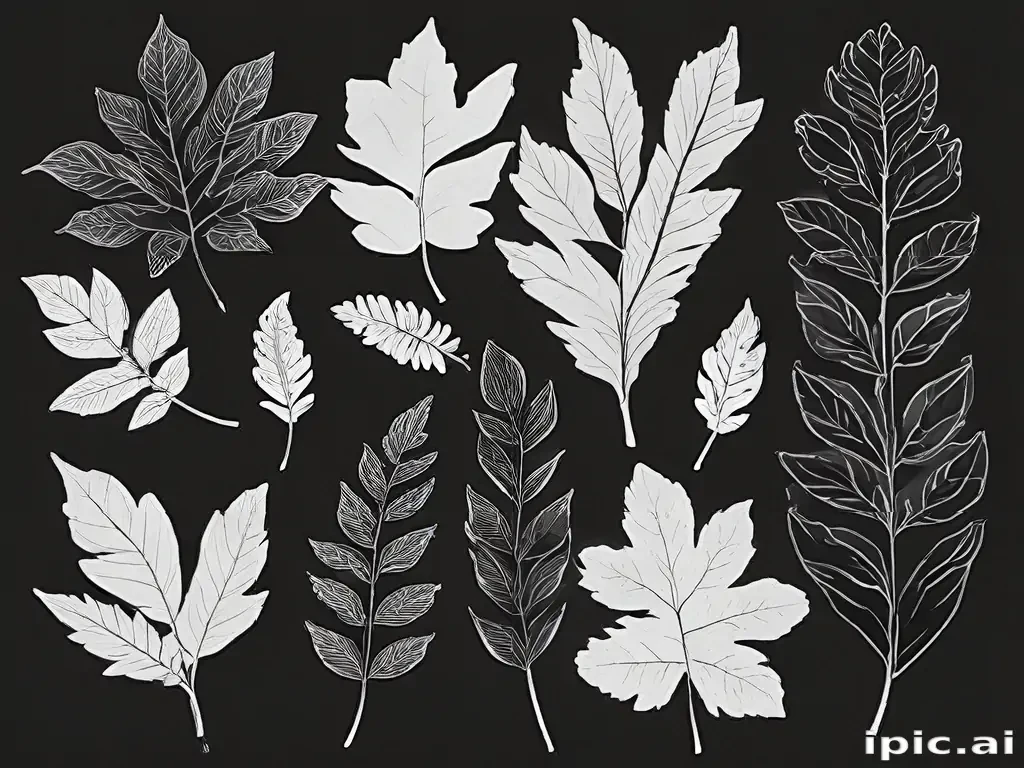 black and white leaf clip art
