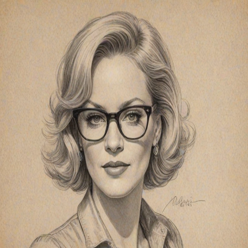 Fetching Melanie Griffith, pencil sketch, portrait of Elegant woman 1935s in glasses, hair style beatnik, outline, clear lines, fine lines, 8k
