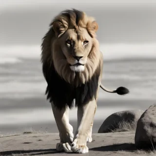 lion black and white