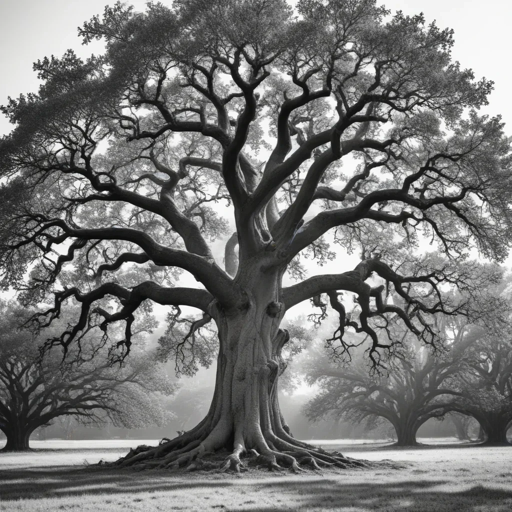 oak tree clipart black and white