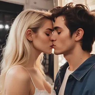 couple kissing aesthetic