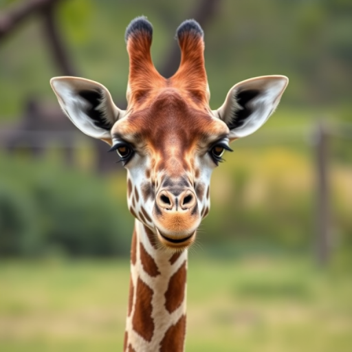 Generate a high-quality image of a giraffe in a natural setting with details, shot using a DSLR camera, aperture f/4, shutter speed 1/200 sec, ISO 100, with a shallow depth of field, focal length 50mm, aiming for a clear view of the giraffe against a softly blurred background.