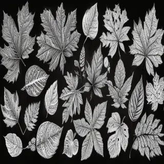 leaves clip art black and white